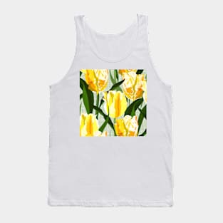 Big yellow parrot tulips on linen texture Tank Top